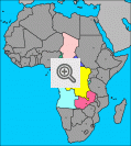 Mapa da África com destaque para África Central